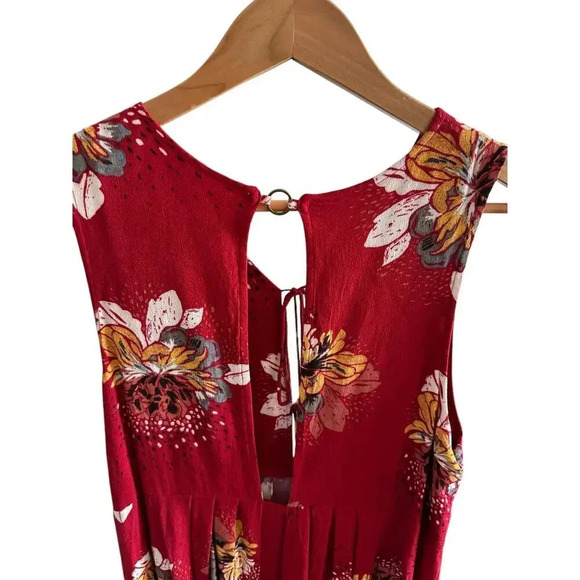 Free People Lovely Day Red Tie Front Tunic Mini Dress Size M - Picture 8 of 11